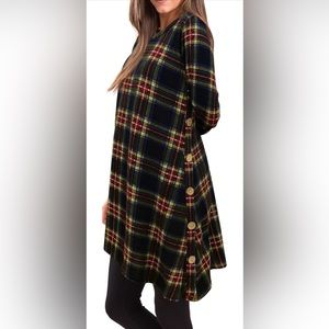 iGENJUN Fall Dresses for Women. Long Sleeve Button Side Pullover Fall Dress